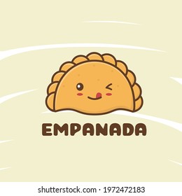 cute empanada mascot character. vector illustration of food from Latin America.