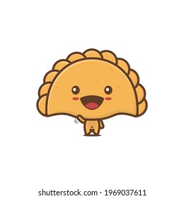 Cute Empanada Mascot. Vector Illustration Of Food From Latin America