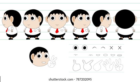 Cute employer flat character design set