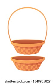Cute empty cartoon basket isolated on white background vector