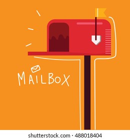 cute empty red mailbox are opened with text mailbox.vector.illustration.