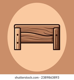 Cute empty wooden sign vector illustration