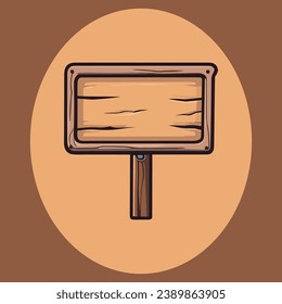 Cute empty wooden sign vector illustration