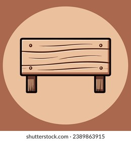 Cute empty wooden sign vector illustration