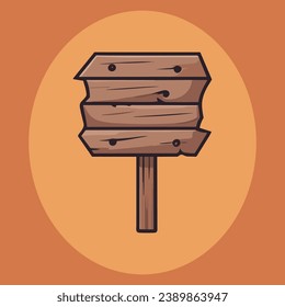 Cute empty wooden sign vector illustration