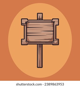 Cute empty wooden sign vector illustration