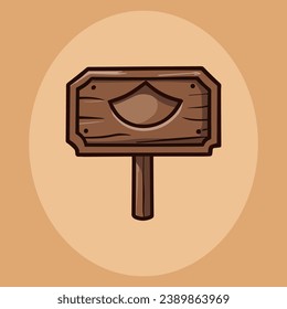 Cute empty wooden sign vector illustration