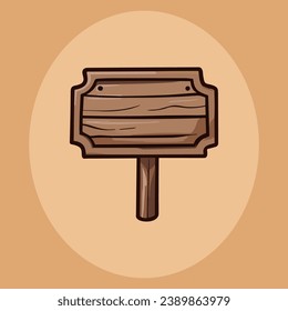 Cute empty wooden sign vector illustration