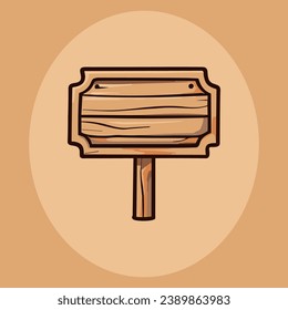 Cute empty wooden sign vector illustration
