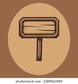 Cute empty wooden sign vector illustration