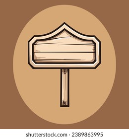 Cute empty wooden sign vector illustration