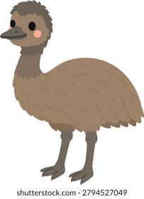 Cute Emu Flat Vector Illustration