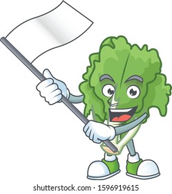 cute endive cartoon character design holding a flag