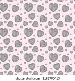 Cute endless St. Valentine's steampunk pattern metallic hearts with cogwheels 