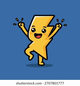A cute and energetic lightning bolt character with a happy expression, perfect for branding and educational materials.