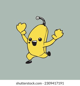 cute Energised Banana design cartoon style 2d