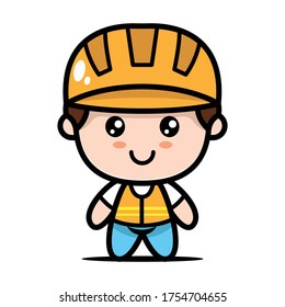 Cute engineer mechanic mascot design illustration