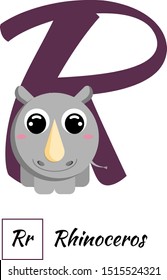 Cute English animal alphabet letter R vector image