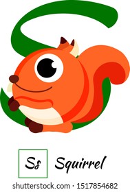 Cute English animal alphabet letter S vector image