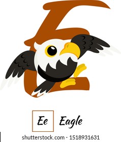 Cute English animal alphabet letter E vector image