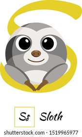 Cute English animal alphabet letter S vector image