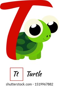 Cute English animal alphabet letter T vector image