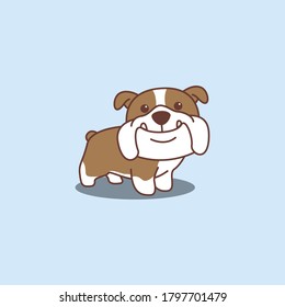 Cute english bulldog cartoon icon, vector illustration