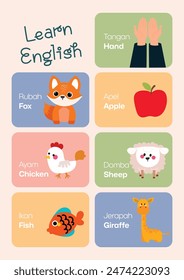 cute english learning flash card printable for kids education fun learning activity