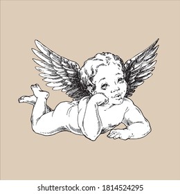 Grado lindo de un ángel-soñador alado.