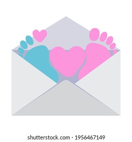 Cute envelope card with baby sign . Vector illustration.