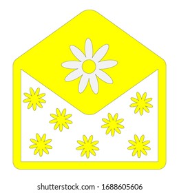 Cute sobre con flores, plantas dentro y frase de agradecimiento. Flores de primavera ramo. Letra de amor ilustración vectorial plana. Feliz San Valentín, romántico trasfondo.