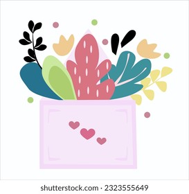 Sobre lindo con ilustración vectorial de flores