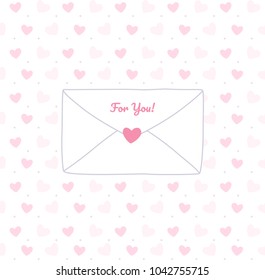 Cute envelope with a heart. Love card. Cute card. Romantic envelope. Romantic letter