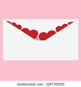 Cute envelope with heart on white background. Happy Valentine's Day.