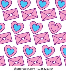 cute envelope message heart love pattern