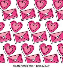 cute envelope message heart love pattern