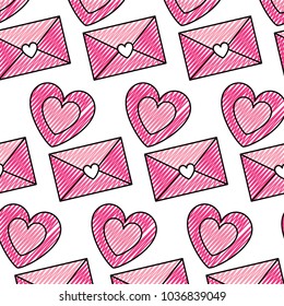 cute envelope message heart love pattern