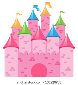 Cute EPS10 Vector Illustration of a pink Castle
