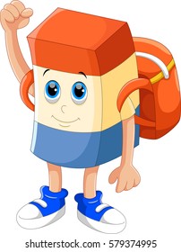 Cute eraser cartoon with backpack 