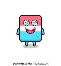 cute eraser character with hypnotized eyes , cute style design for t shirt, sticker, logo element