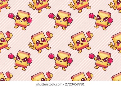 plano de fundo bonito de ilustração padrão sem costura de personagem de borracha 