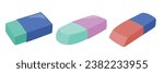 Cute Eraser Flat design vector set.
