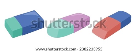 Cute Eraser Flat design vector set.