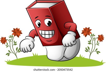 The cute eraser is jumping of illustration