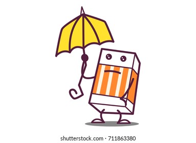 Cute Eraser with an umbrella. Vector Illustration. Isolated on white background.