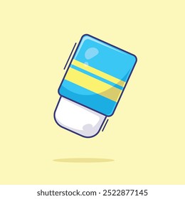 Cute eraser vector design. Flat cartoon style with simple color inside