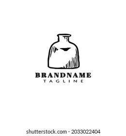 cute erlenmeyer cartoon logo template icon design black modern isolated vector illustration