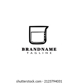 cute erlenmeyer cartoon logo template icon design black modern isolated vector illustration