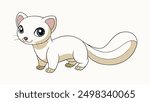 Cute ermine in cartoon stile isolated on a white background. Childhood vector illustration