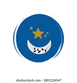 Cute esoteric icon vector with moon and stars, illustration on circle with brush texture, for social media story and highlights